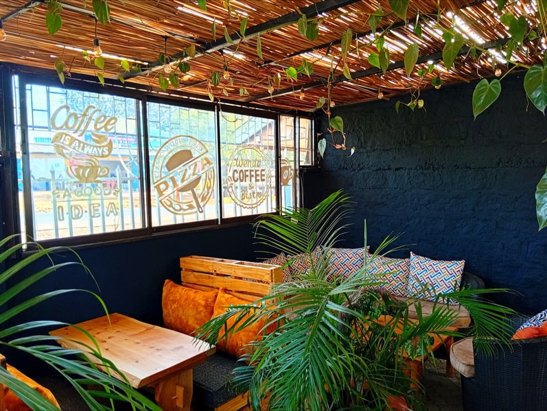 Dining area with plants