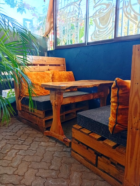 Unique wooden booth seating