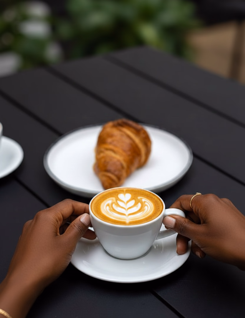 Fresh coffee and croissant at Wendo Bistro